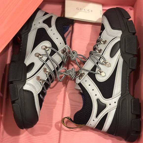 GUCCI X SEGA Mesh Technical Canvas Calfskin Reflective Mens Flashtrek Sneakers - Picture 14 of 15